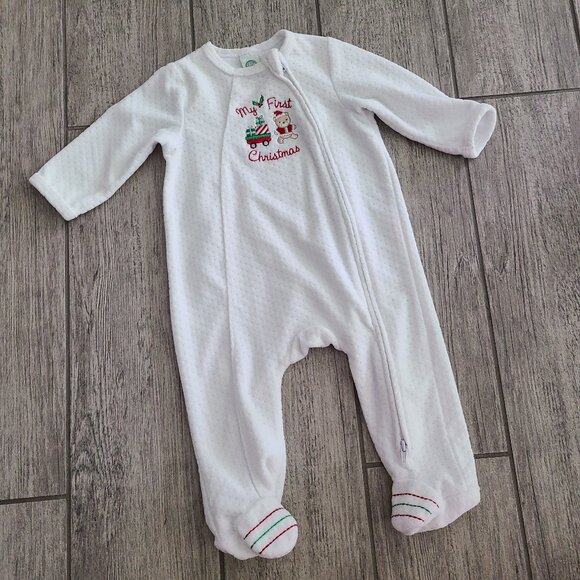 Little Me Other - Little Me “My First Christmas” Baby Footed Sleeper White Holiday One-Piece 6M